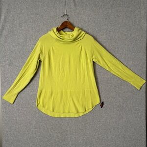 Cyrus Womens Large Cowl Neck Sweater Lime Green Long‎ Sleeve Knit